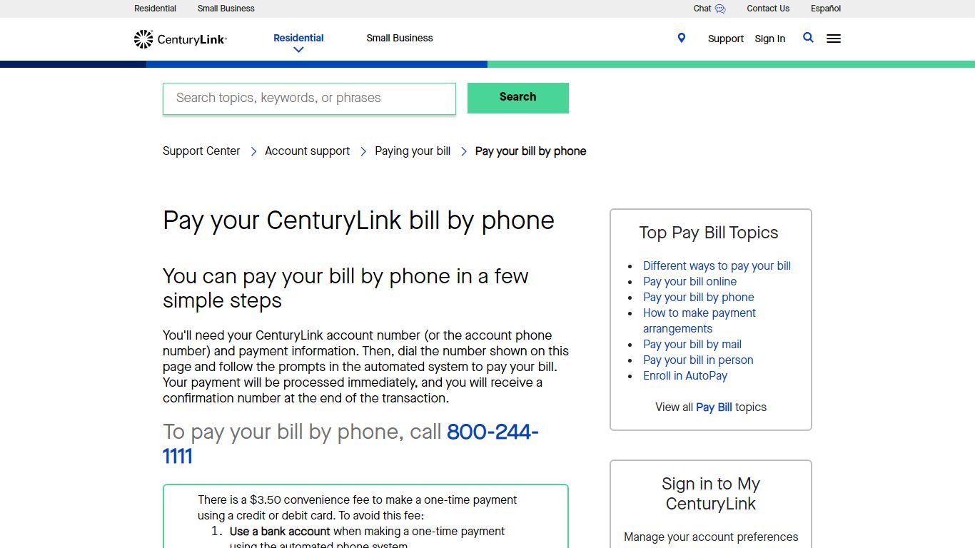 Pay Your Bill by Phone | CenturyLink